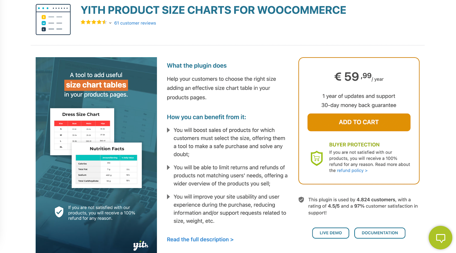 WooCommerce Product Size Chart