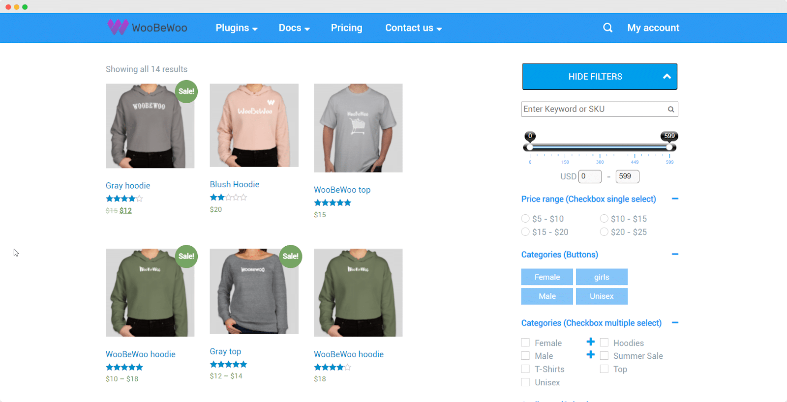 WooCommerce product filter