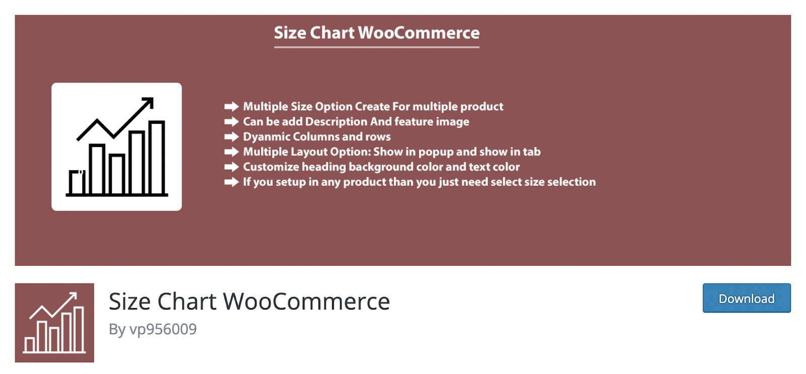 WooCommerce Product Size Chart