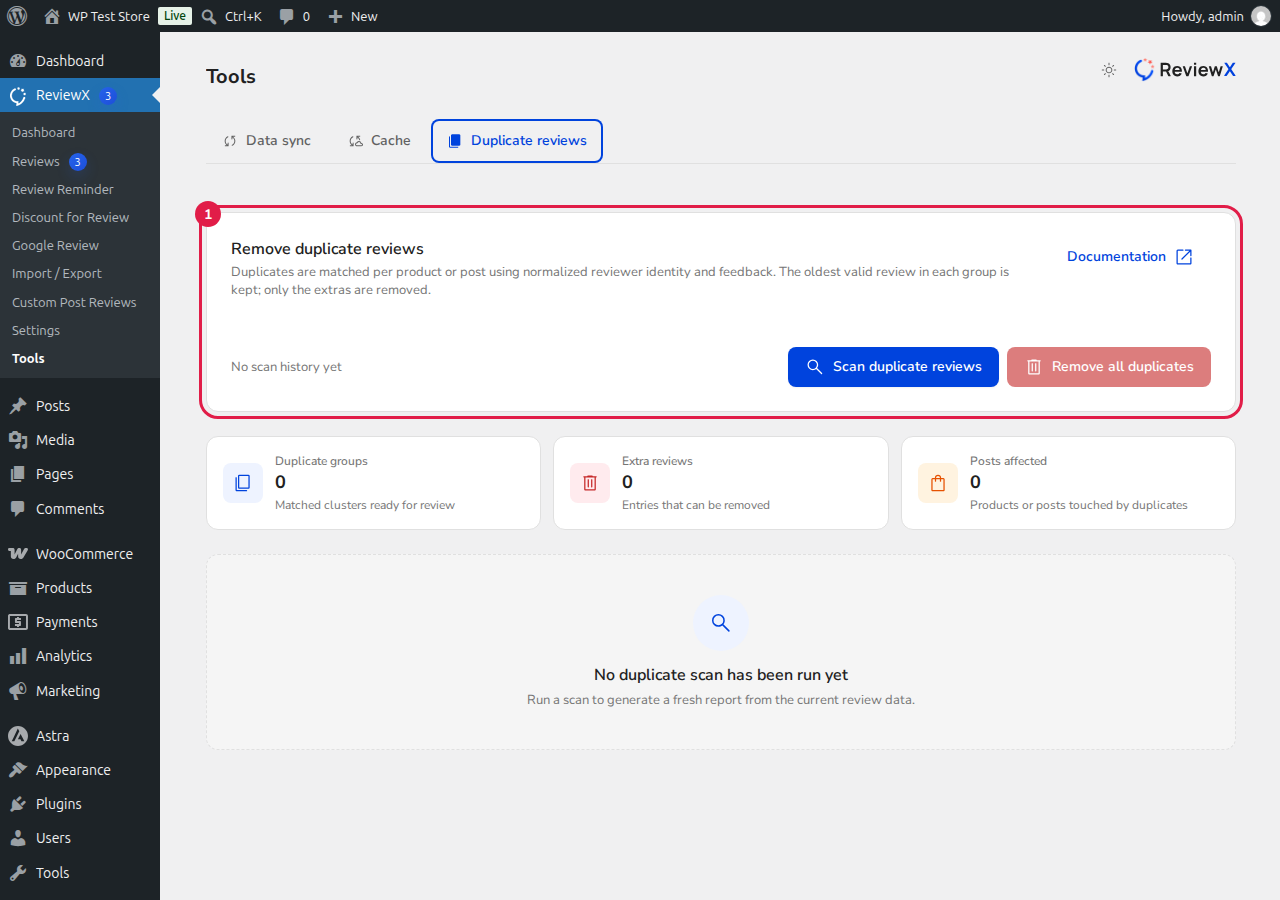 ReviewX Duplicate Review Cleanup Tool