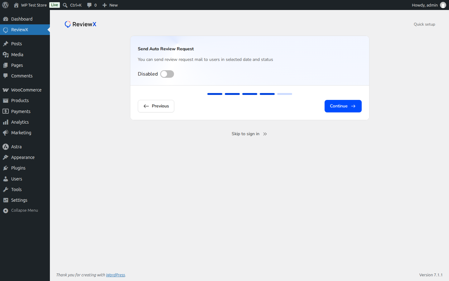 ReviewX Onboarding Step 4 Send Auto Review Request