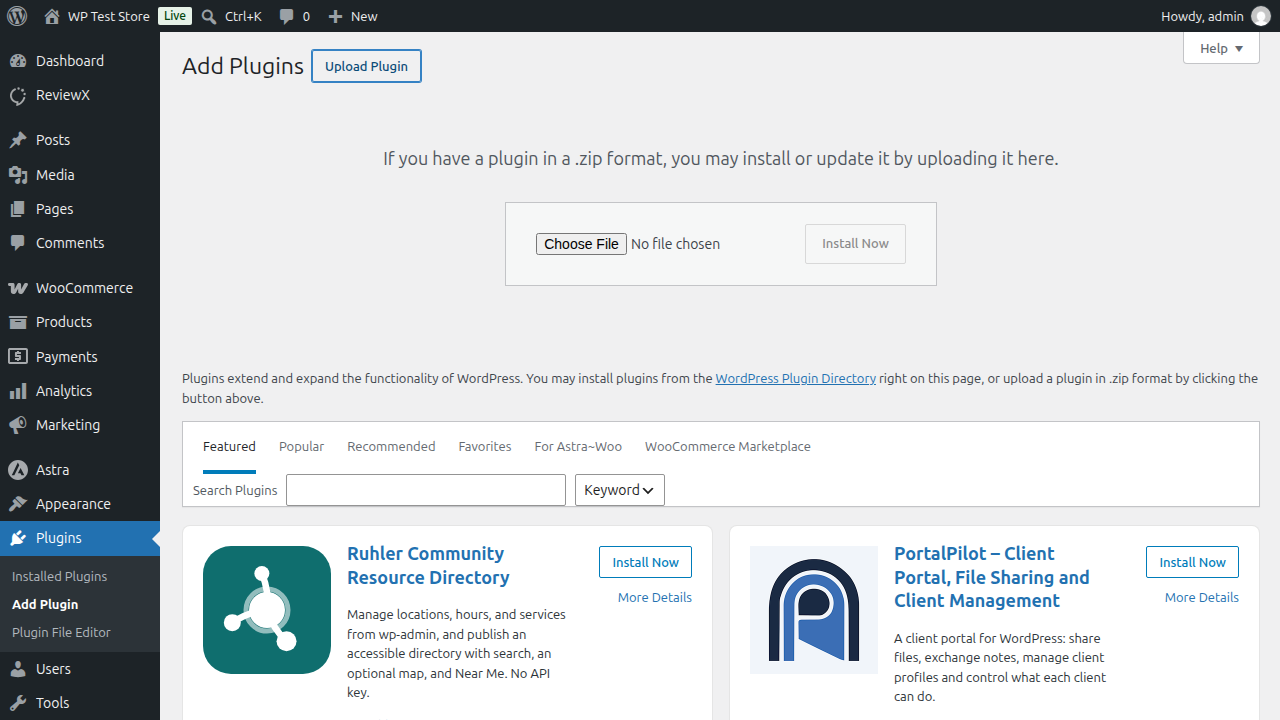Uploading Plugin Zip File