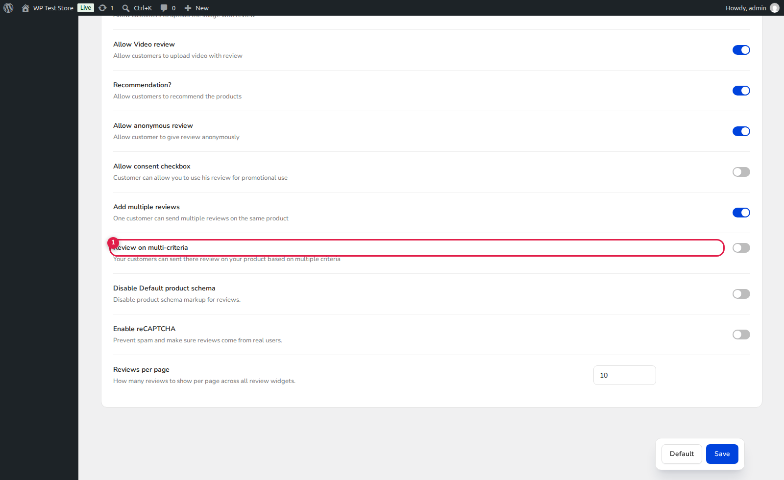 ReviewX Multi-Criteria Editor with Drag Reordering and Field Management