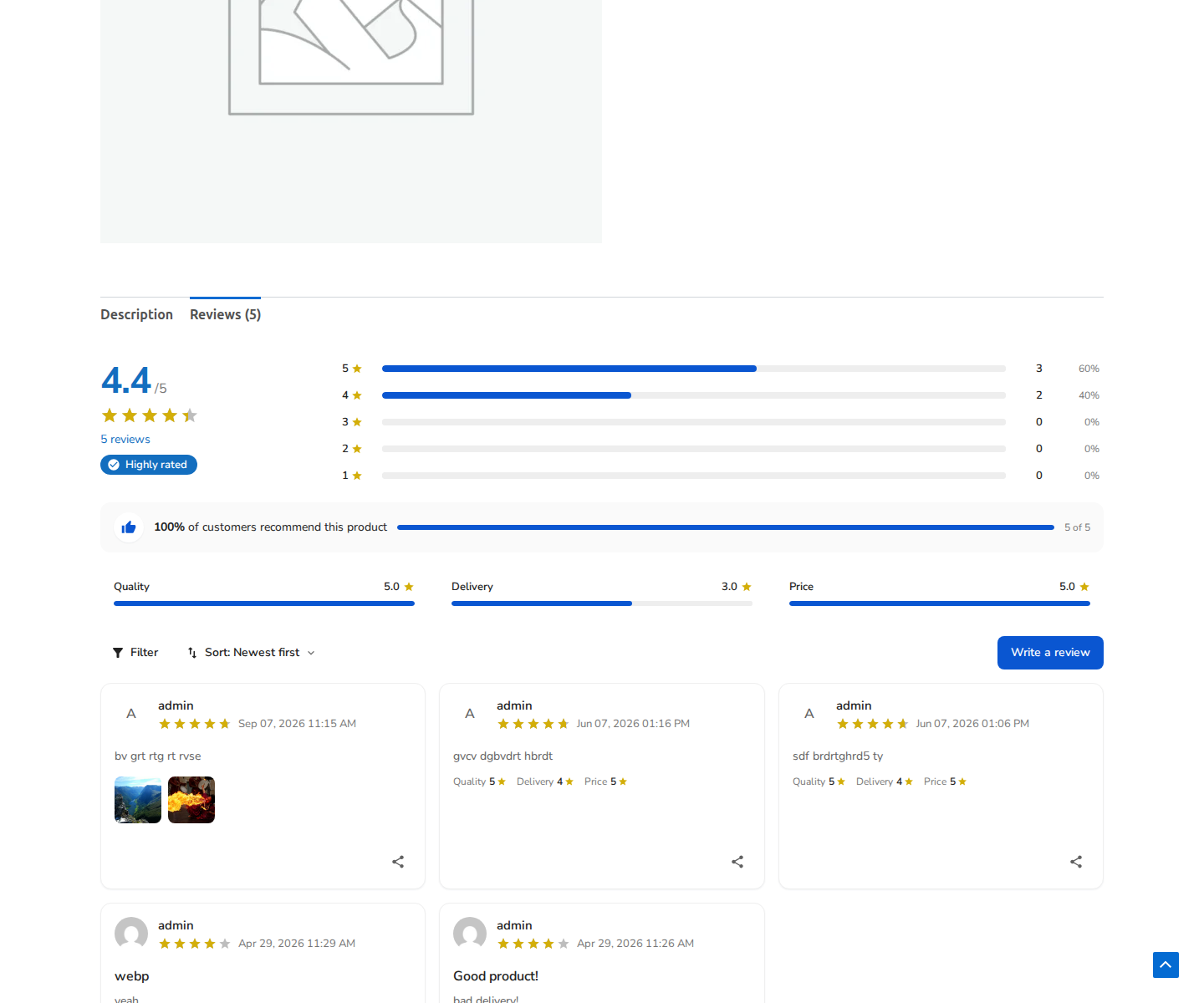 ReviewX Reviews Tab Inside Tabbed Interface