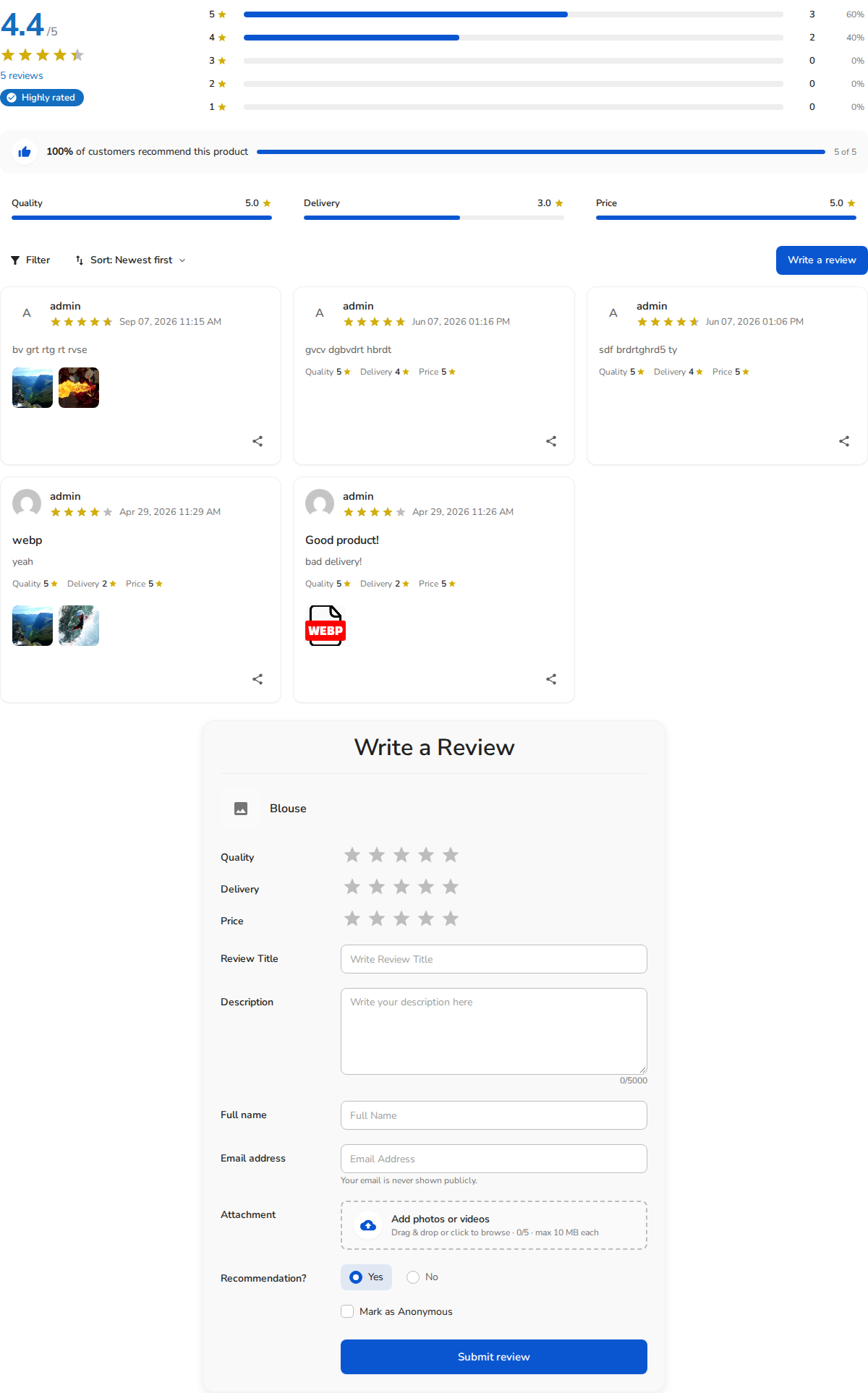 ReviewX High-Converting Review Layout on Storefront