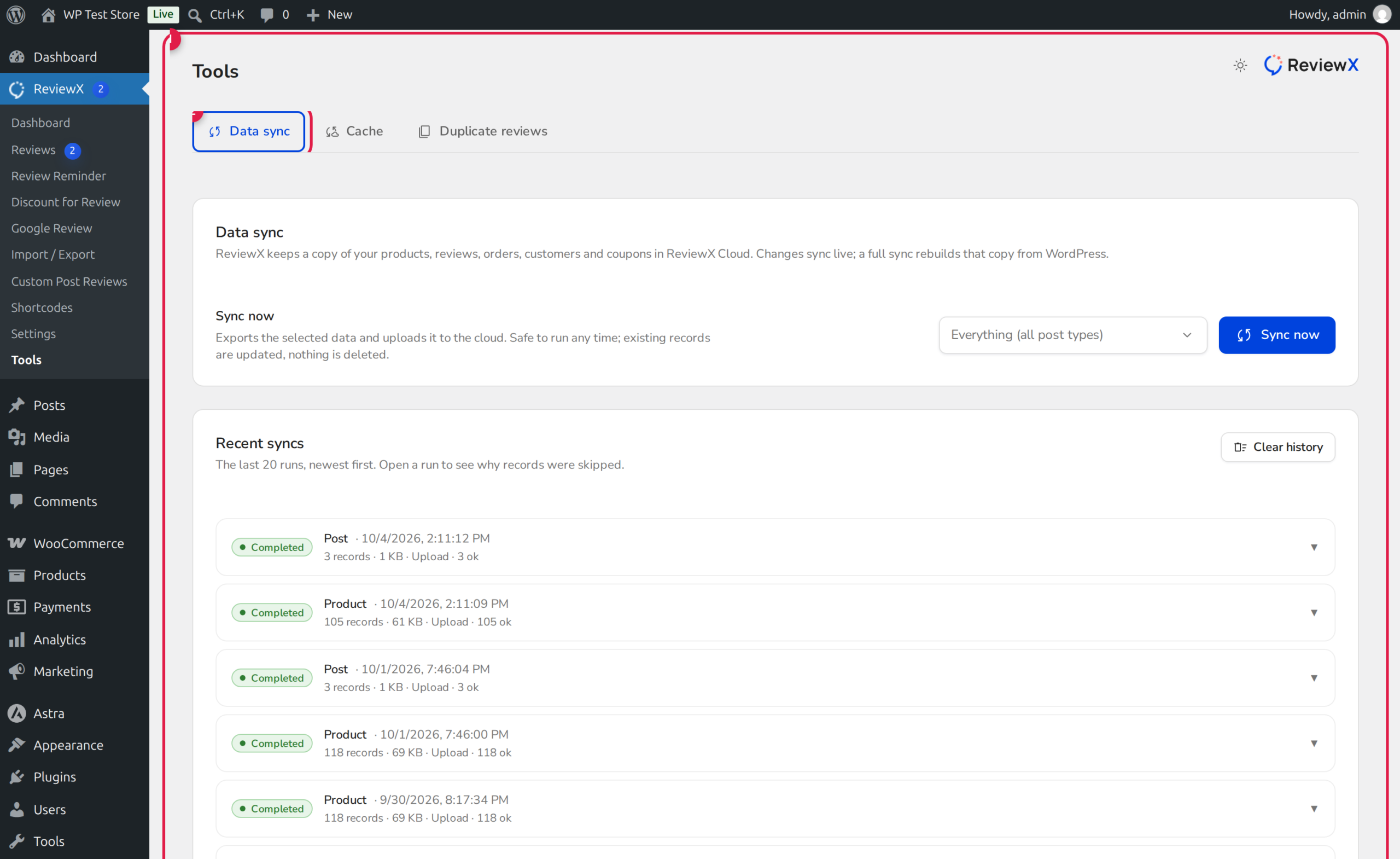 ReviewX WordPress to SaaS Cloud Data Synchronization Overview