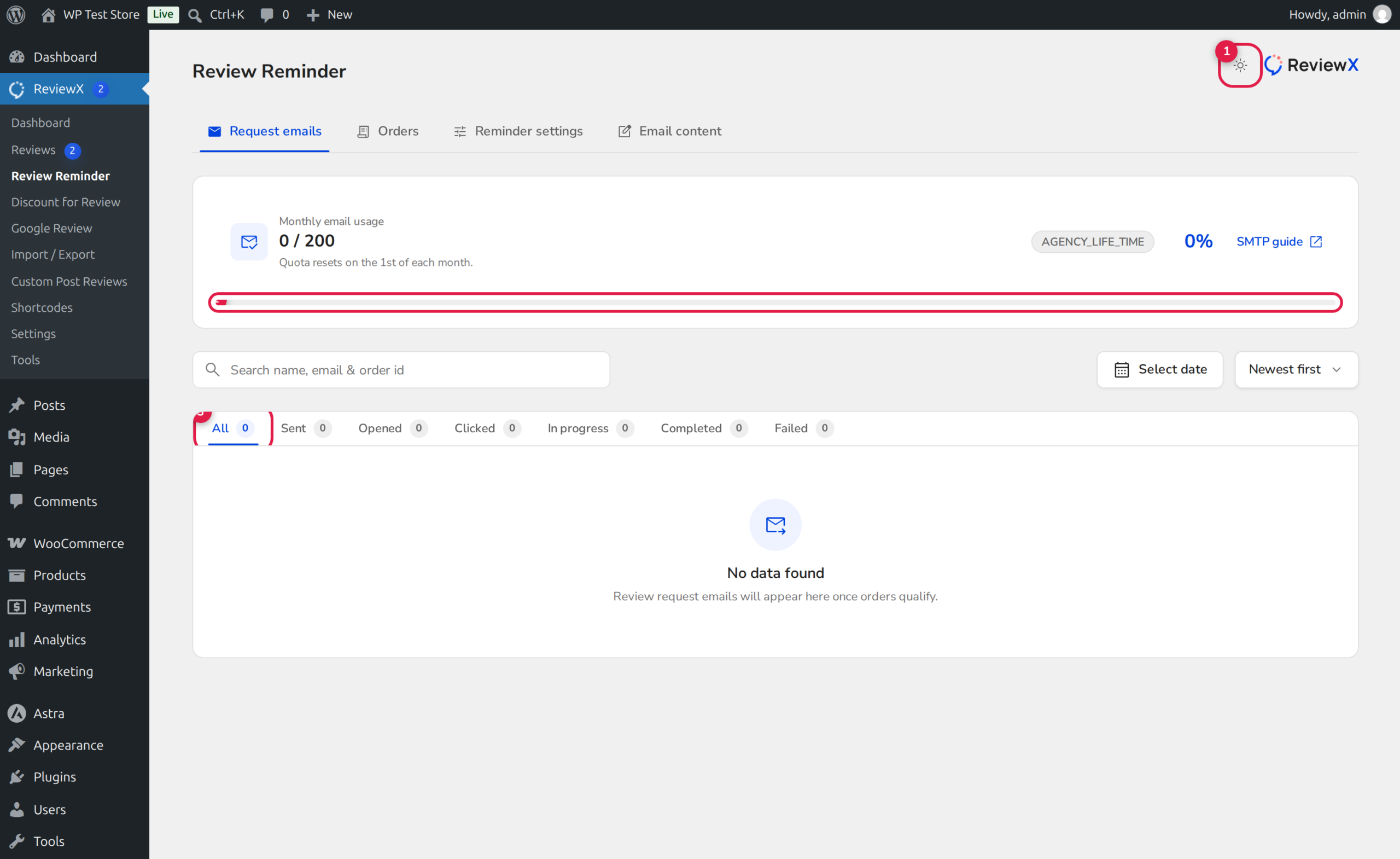 ReviewX Review Reminder Diagnostics Quota and Delivery Status Logs