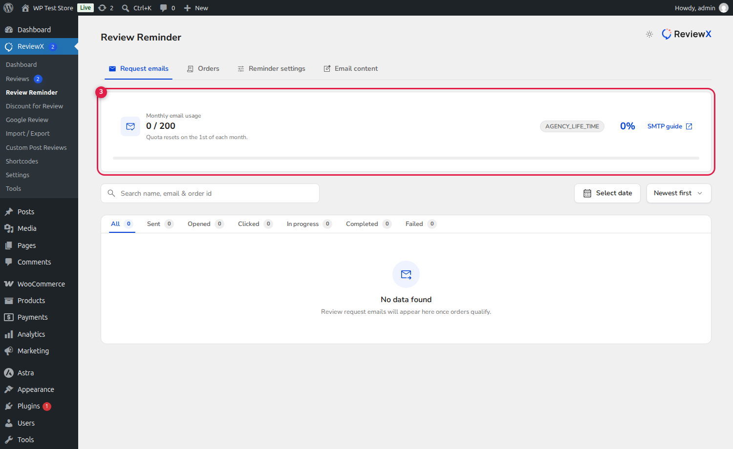 ReviewX Review Reminder Schedule and Trigger Automation Settings